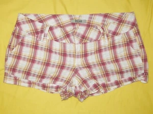 "RARE" SPACEGIRLS WOMEN'S LOW-RISE PLAID SHORTS PINK/YELLOW/WHITE SIZE 11 - Picture 1 of 3