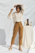 All That Remains Isabel pants in Chai linen tapered tailored peg size 6