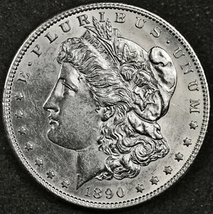 1890-s Morgan Silver Dollar. Full Chest Feathers. BU. Inventory H. 153809 - Picture 1 of 2