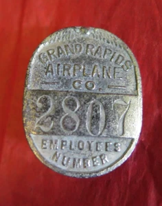 1910's/20's Early Aviation Grand Rapids Airplane Co EMPLOYEE ID BADGE Michigan - Picture 1 of 6