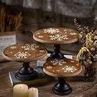 Wooden Cupcake Stands 8 Inch, Footed Round Wood Server Cake Stand with Black Ped