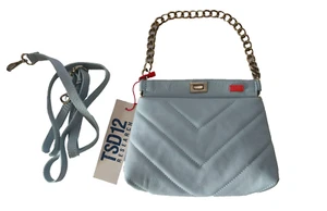 TSD12 RESEARCH Umhängetasche gesteppt Leder Kettenhenkel Made in Italy NEU - Bild 1 von 19