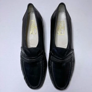 Stuart Mcguire Vintage Sz 10.5 D Black Leather Loafers Dress Shoes Spring Step - Picture 1 of 12