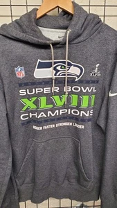 Felpa con cappuccio Seattle Seahawks Superbowl XLVIII Champions taglia M Nike come nuova - Foto 1 di 4