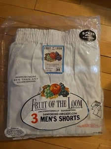 1970's Fruit of the Loom Mens white boxers all cotton new in package, size 34 - Picture 1 of 4