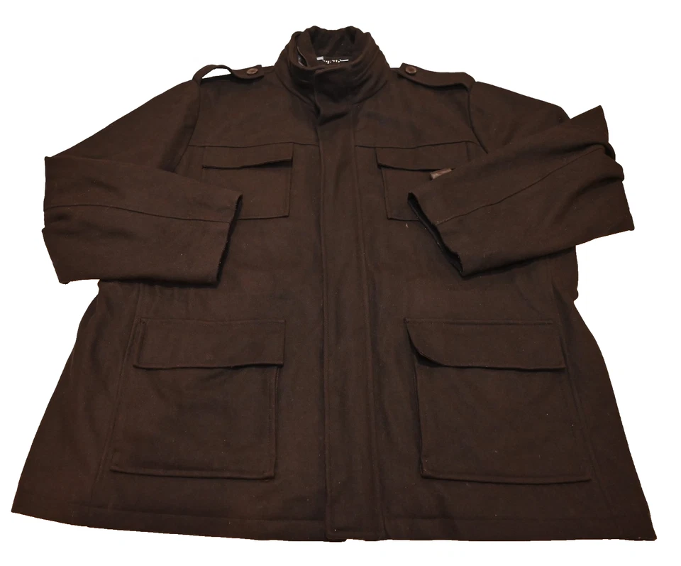 Calvin Klein men's black military or field-style wool coat. Size: XXL. Heavy. - Image 1 of 4