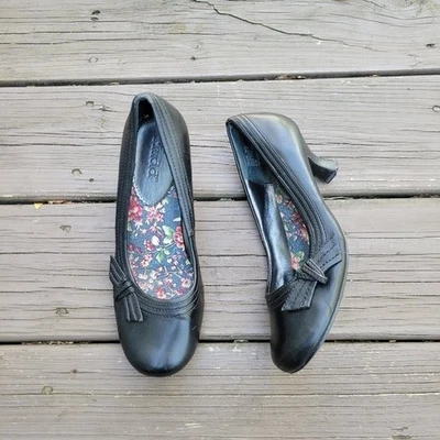 Zapatos de salón vintage años 90 y2k negro imitación cuero victoriano Lolita abuela gatito tacón 9M Foto 1 de 4