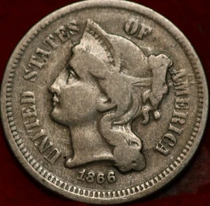 1866 Philadelphia Mint Three Cent Coin - Picture 1 of 2