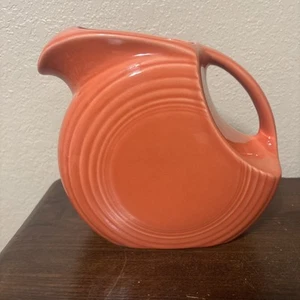 Fiesta Ware 7 .25" Persimmon Orange Disk Pitcher Homer Laughlin, H on the Bottom - Picture 1 of 11