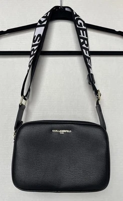 KARL LAGERFELD PARIS MAYBELLE Bandolera Bolso de Mano Cartera Negro Vegano Foto 1 de 4