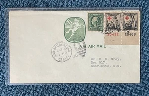 Scott #'s 702x2, 1c Washington, on 1931 Airmail cover, to Charlotte, NC - Bild 1 von 2