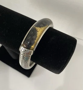 Diane Von Furstenberg Twigs & Links Leopard Print Silver Bangle Bracelet - Picture 1 of 5