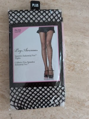 Pantimedias industriales Leg Avenue para mujer de spandex talla grande negras #9003X Foto 1 de 2