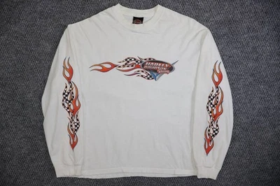 Vintage Harley Davidson Racing Flame Long Sleeve Shirt XL USA Indianapolis 90s - Image 1 of 4