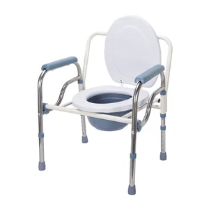 Wheeled Mobile Toilet Commode,Shower Chair Wheelchair Footrests w/ Backrest Gift - Picture 1 of 16