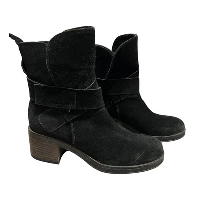 Manas Botines de Gamuza Negros Mujer Cremallera Tacón Bloque Talla 8 Foto 1 de 4