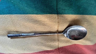 Colher de servir placa de prata vintage WA Itália prato de prata 10” * Design de bambu - Imagem 1 de 3