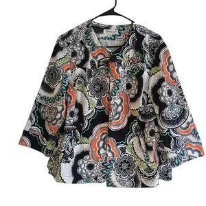 COLDWATER CREEK One Button Jacket Women’s 1X White Abstract Artsy Boxy Oversized - Bild 1 von 8