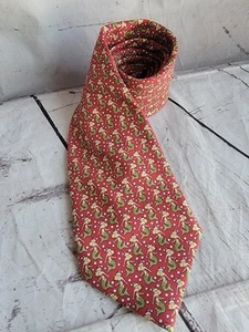 Vineyard Vines red silk tie mermaids in Santa Claus hatChristmas pattern Red - Picture 1 of 7