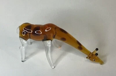 Estatuilla pequeña de jirafa de cristal hecha a mano regalo aprox. "2"" de alto"  Foto 1 de 4