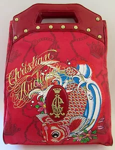 Rare Christian Audigier Los Angeles Large Red Tote "Koi Fish" NWOT - Picture 1 of 9
