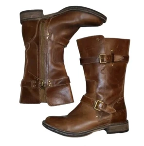 UGG Gillespie Moto Leather Combat Boots Brown Distressed Leather Women's Size 6 - Picture 1 of 8