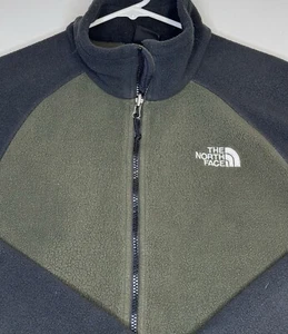 The North Face Denali Jacket Mens Large Black Green Full Zip Outdoors - Picture 1 of 5