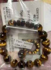 100% auténtico brazalete de piedras preciosas ojo de tigre 12 mm 17 cm ~ con tarjeta de certificación - Imagen 1 de 3