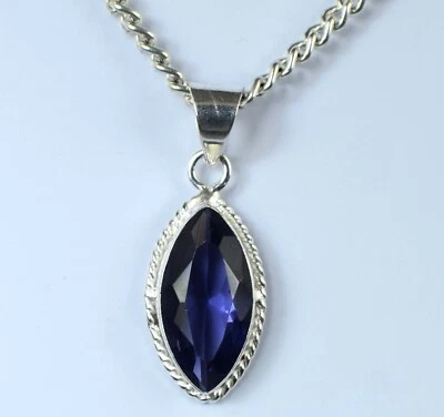 8.50 CT Naturale Marquise Violetto Ametista Gemma Certificato Ciondolo See Video - Immagine 1 di 4