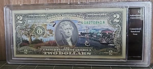 The Bradford Exchange UNITED STATES COLORED $2 Bill UNCIRCULATED (CONNECTICUT) - Picture 1 of 6