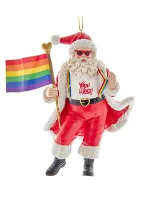 GAY PRIDE SANTA Love Is Love Rainbow Flag LGBTQ Christmas Ornament by Kurt Adler