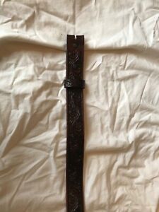 Tony Lama Brown Leather Belt Floral Embossed Western 22 New