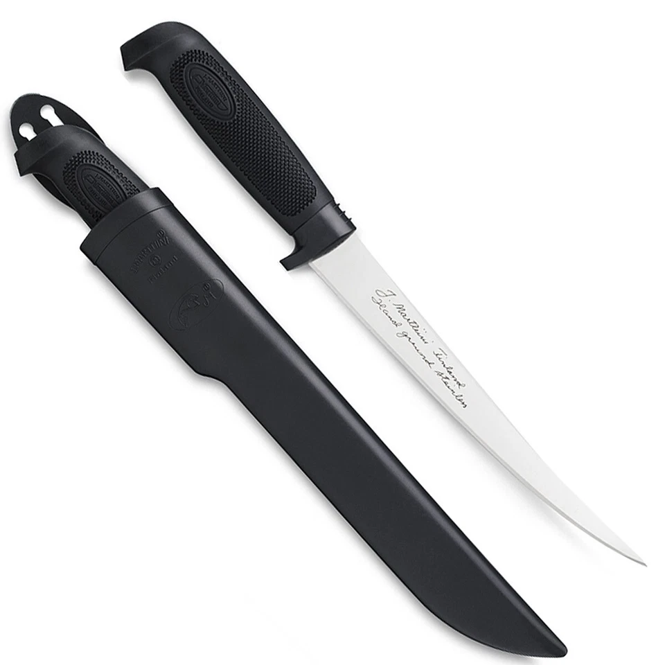 Marttiini Filetiermesser 19 mit Edelstahlklinge, Gummigriff und Plastikscheide