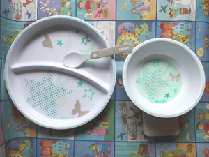 Béaba Baby Set Esslern-Geschirr aus Kunststoff rutschfest wie NEU - Bild 1 von 11