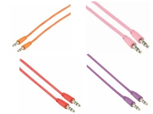 Car Aux Audio Lead 3.5mm Phone MP3 Etc Length 1 Mtr Red Pink, Orange, Purple, - Picture 1 of 6
