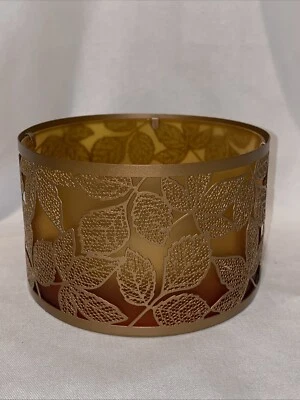 Yankee Candle Hojas Ámbar Sombra Topper Cobre Metal Vidrio seminuevo Otoño Otoño Foto 1 de 4