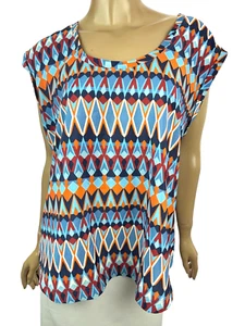 J. Crew Size 14 Sleeveless Top Blouse Pullover Blue,Orange,Red Scoop Neck - Picture 1 of 5