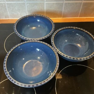 3 X Denby Reflex Blue Cereal Pasta Bowls (p&p Included) - Picture 1 of 5