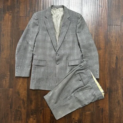 1970s 1980s Gray Oregon Wool Sport Jacket VTG Mens Suit 44 34x32 Rockabilly - Image 1 of 4