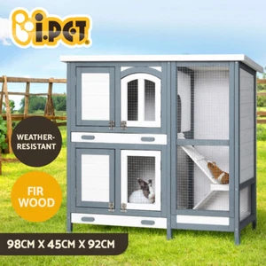 i.Pet Rabbit Hutch Large Chicken Coop Wooden House Run Cage Pet Bunny Guinea Pig - Picture 1 of 10