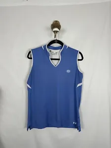 Under Armour Women’s Size Large Loose Sleeveless Heat gear Blue White Top - Picture 1 of 6