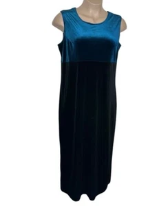 Maxi Vestido Coldwater Creek Azul Negro Terciopelo Sin Mangas Talla 16 Años 90 Y2K Vacaciones - Imagen 1 de 10