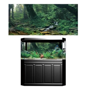 PVC Adhesive Riverway Green Woods Aquarium Background Poster Sticker Fish Tank L - Picture 1 of 11