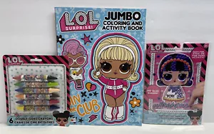 New! 3 pc LOL Surprise Gift Set Coloring & Activity Book Crayons Pom Poms Craft - Picture 1 of 10