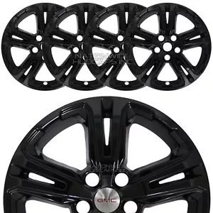 Fits 2023-2024 GMC Terrain SLE 17" Black Wheel Skins Hub Caps Full Rim Covers - Picture 1 of 11