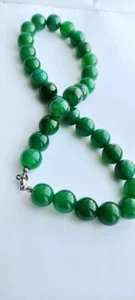 Beautiful green jade jadeite necklace large beads natural stones dn956 - Picture 1 of 9