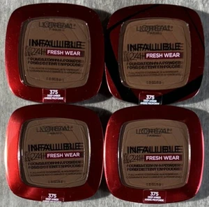 4 L’Oréal Infallible 24H Fresh Wear Foundation In A Powder 375 Deep Amber NEW - Picture 1 of 2
