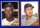 2 Twins Lot 1962 Topps #166 Don Lee #84 Lenny Green Excellent & Vgex+ No Creases