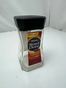 Clear Glass Nescafe Taster's Choice Coffee Jar Black Plastic Lid Empty Canister  - Picture 1 of 7