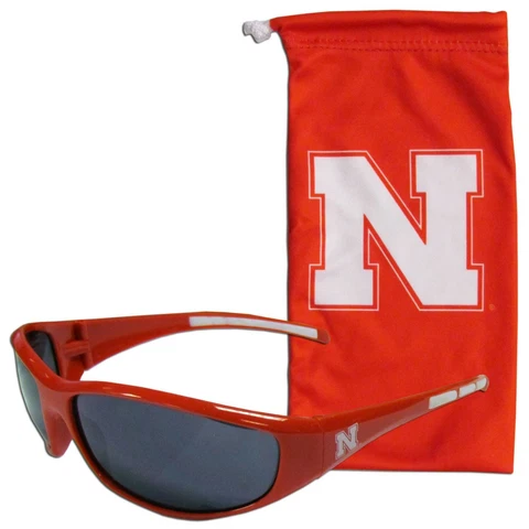 Nebraska Cornhuskers NCAA Sunglasses and Microfiber Bag Set FREE SHIP Cover